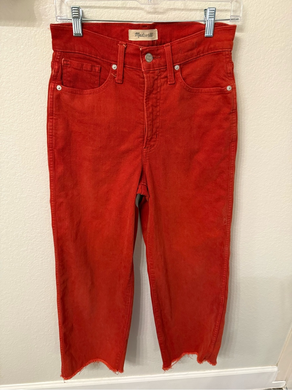 Madewell Vibrant Red Cropped Straight Jeans